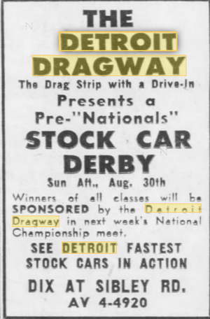 Detroit Dragway - Aug 28 1959 (newer photo)